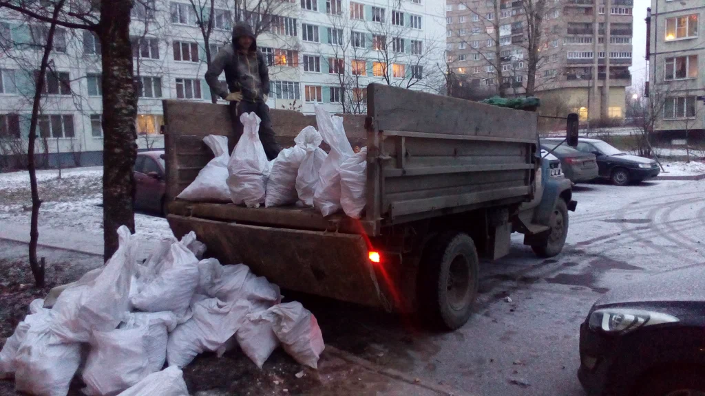 Вывоз мусора в мешках в Люберцах в октябре
